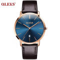 Reloj para hombre, marca de lujo, OLEVS 5869, reloj de pulsera de cuarzo, reserva de energía, función resistente al agua, reloj cronógrafo de cuero genuino